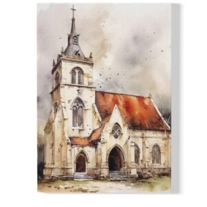 Farebná maľba kostola na plátno