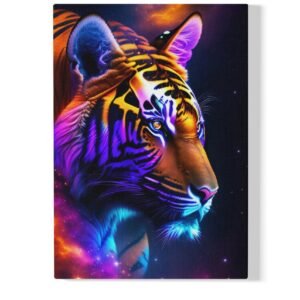 Maľovaný farebný tiger na plátne