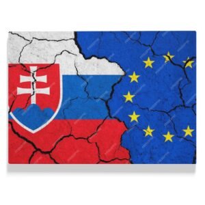 Slovenska a Európska vlajka na plátne